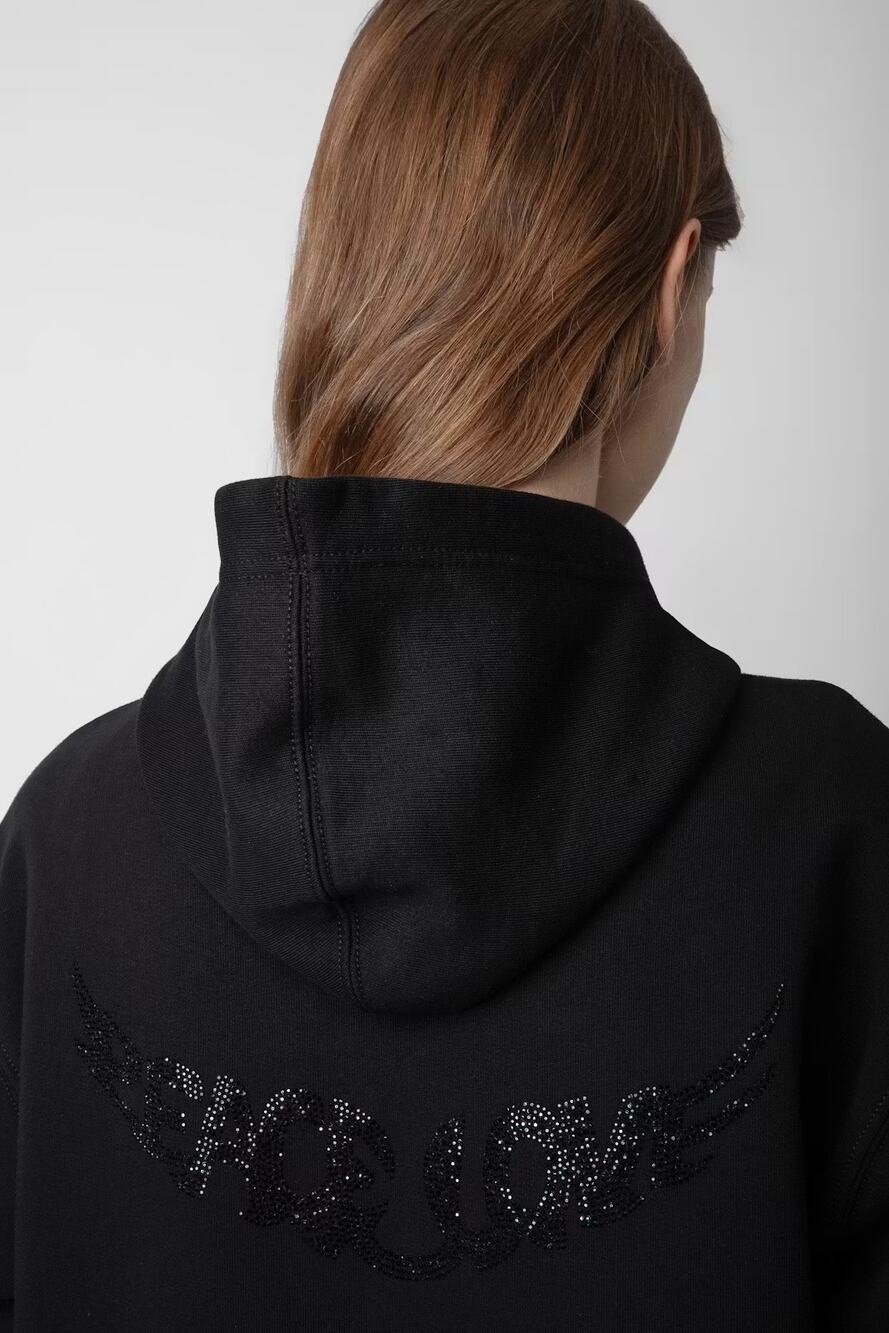 Zadig & Voltaire Harper Peace & Love Diamanté Hoodie Sweatshirt